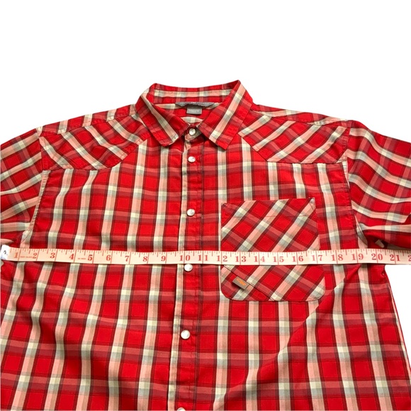 OUTDOOR RESEARCH Western Short Sleeve Plaid Casual Shirt Pearl Snaps Sz M - Picture 6 of 12